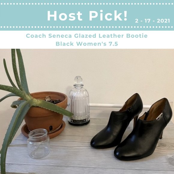 *HP* Coach Seneca Glazed Leather Bootie Black 7.5 - Picture 1 of 6